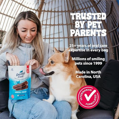 Dental Fresh Teeth Cleaning Sticks for Small Dogs 11 to 25 lb, 45 Count