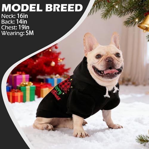 EXPAWLORER Dog Hoodies for Small Medium Large Dogs,Christmas Theme Black M