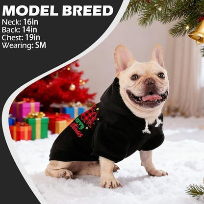 EXPAWLORER Dog Hoodies for Small Medium Large Dogs,Christmas Theme Black M