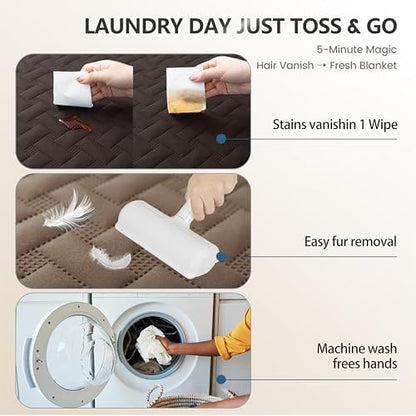 gogobunny 100% Double Sided Waterproof Dog Blanket Soft Pet Bed Cover Reversible Protect Furniture Couch Sofa Car for Puppy Cat (Dark Coffee/Light Coffee, 82x82 Inch (Pack of 1))