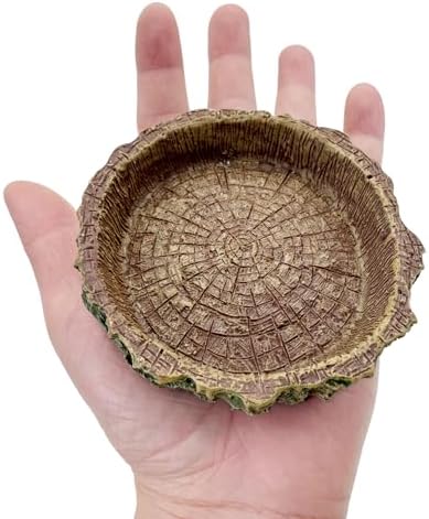 2 Pack Small Reptile Food Bowls, Reptile Feeding Terrarium Bowls for Bearded Dragon Lizard Frog Gecko Tortoise Hermit Crab Snail (Brown B)