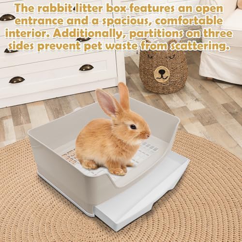 kathson 2PCS Large Rabbit Litter Box Trainer, Potty Corner Toilet with Drawer Bigger Pet Pan for Adult Hamster, Guinea Pig, Ferret, Galesaur, Bunny and Other Animals (Brown)