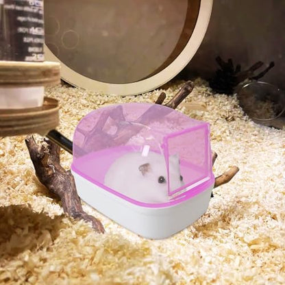 Hamiledyi Hamster Bathtub Dwarf Hamster Bathroom Sand Bath Container Sauna Room Plastic Sand Bath Box House for Gerbils Mice or Other Small Pets Animals(Pink, Small Size)