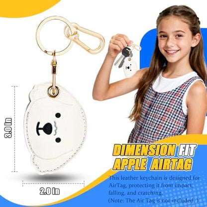 Leather Keychain Holder Case for AirTag, Cute Protective Cover for Apple Airtag KeyChain, GPS Tracker Item Finder