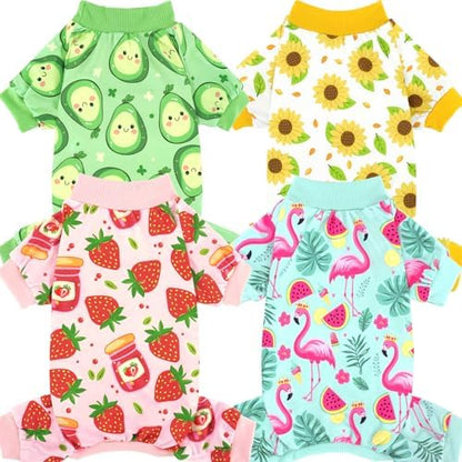 XPUDAC 4 Pack Dog Pajamas Soft Dog Pjs Clothes for Small Medium Dogs, 2XL