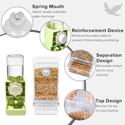 Lemtrflo No Mess Bird Cage Feeder, Automatic Bird Water Dispenser