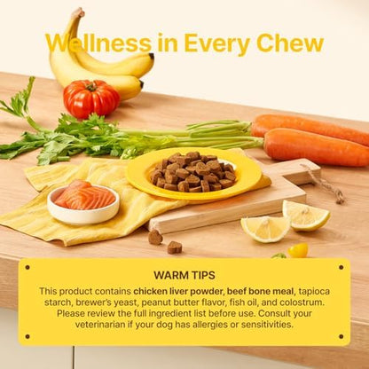 PENPEN Dog Allergy Chews - Anti-Itch & Itchy Skin Support for Dogs, Probiotics & Omega 3 (Fish Oil) for Immune & Gut Health - Peanut Butter Flavor - 180 Soft Chews
