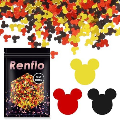 Renfio Mickey Mouse Shape Confetti Glitter for Resin 1.75 Oz 50g