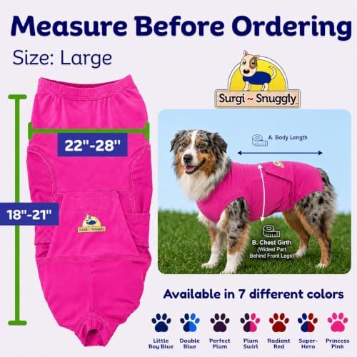 Surgi Snuggly Dog Surgery Recovery Suit, Cone Alternative, Spay/Neuter L