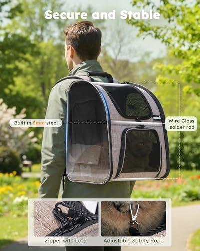 pecute Cat Backpack Expandable, Cat Backpack for Cat with Breathable Window