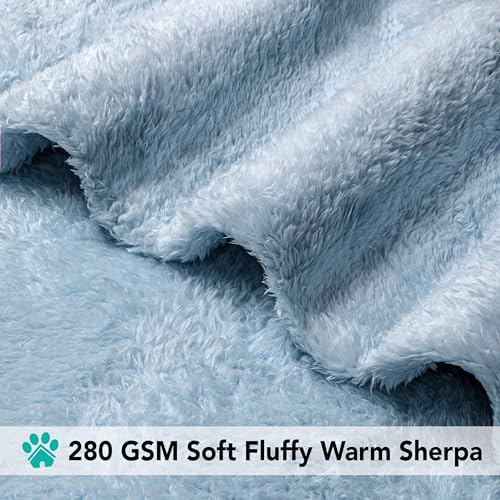 PetAmi Soft Plush Sherpa Dog Blanket for Pet Cat, Medium 29x40, Dusty Blue