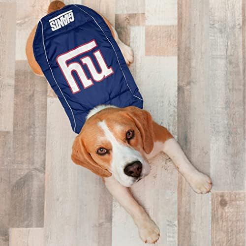 NFL New York Giants Puffer Vest for Dogs & Cats, Size Medium. Warm, Cozy, and Waterproof Dog Coat, for Small and Large Dogs/Cats. Best NFL Licensed PET Warming Sports Jacket
