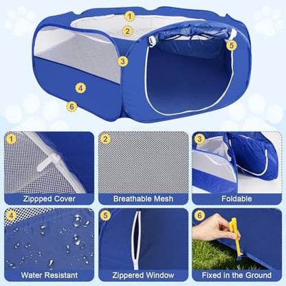 Fortable Small Pet Playpen with Top Cover Indoor Outdoor Use, Blue