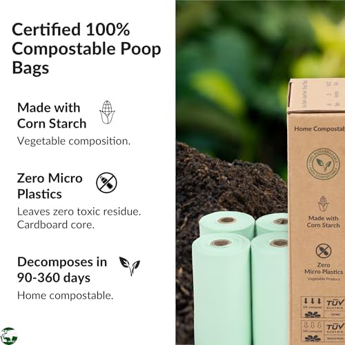 100% Compostable & Biodegradable Dog Poop Bags Leak-Proof and Extra Thick Light Green Dog Bags Pet Waste Bags for Big and Small Dogs - Unscented - Planet4Life (Pack of 240)