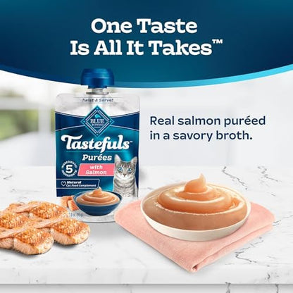 Blue Buffalo Tastefuls Purees Salmon Cat Food Topper, 3 oz, 12 ct