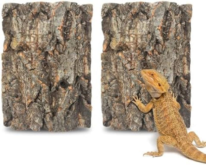 2 Pcs Natural Cork Bark, Reptile Cork Bark 5.9x7.9 Inches, Cork Bark Climbing Mat for Reptiles Turtle Dragon Lizard Geckos Bearded Geckos Frogs, Terrarium Background Habitat Decor
