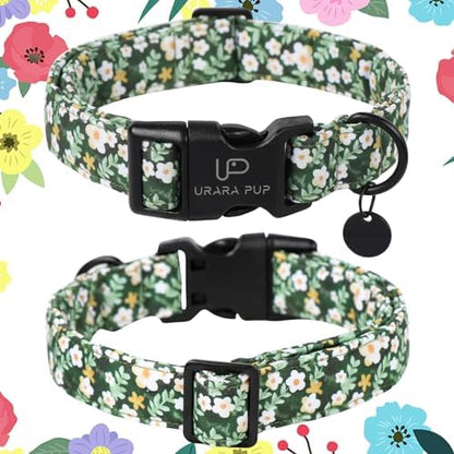 Summer Dog Collar, Flower Print Dog Collar with Adjustable Plastic Buckle, Lightweight Cute Pet Collar, Ideal Gift for Boy Girl Dogs