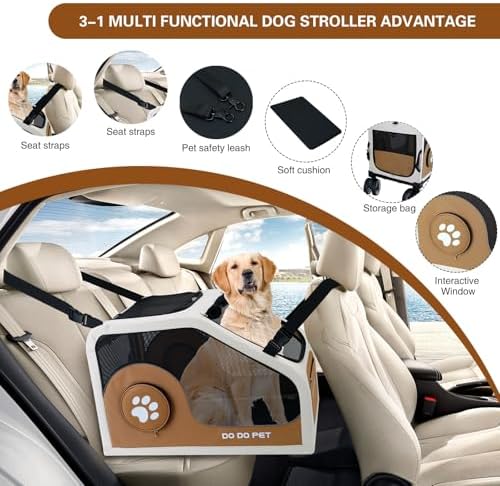 3-1 Dog Stroller for Medium Dogs (Brown)