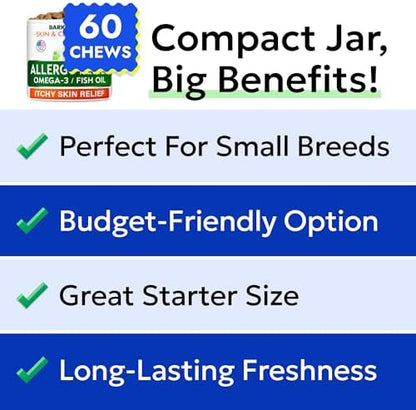 Dog Allergy Relief Chews - Skin Health & Anti-Itch Supplement with Omega-3