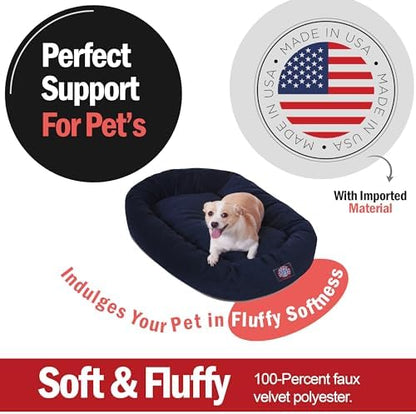 Majestic Pet Micro Velvet Dog Bed, 32 Inch Medium, Round, Washable, Navy