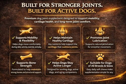 Dog Joint Supplement – Hip & Joint Chews for Dogs | Glucosamine, Chondroitin, MSM & Green Lipped Mussel | Supports Mobility & Cartilage | Braveheart K9 | Made in USA