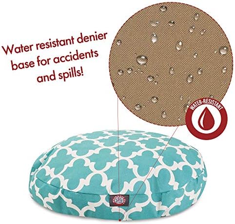 Teal Trellis Small Round Indoor Outdoor Pet Dog Bed With Removable Washable Cover By Majestic Pet Products