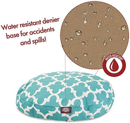Teal Trellis Small Round Indoor Outdoor Pet Dog Bed With Removable Washable Cover By Majestic Pet Products