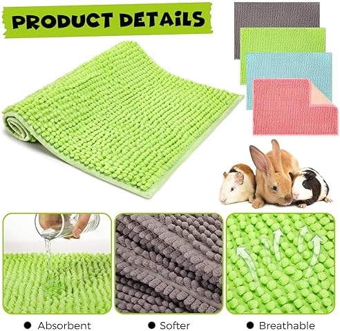 Barydat 8 Pcs Guinea Pig Cage Liner 24x16'' Washable Rabbit Fleece Mat