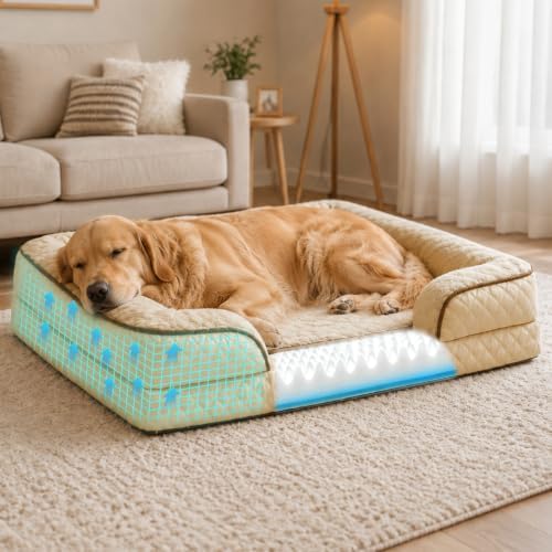 Large Dog Sofa Bed with Reusable Potty Pad, 31x21-Inch, Beige Medium