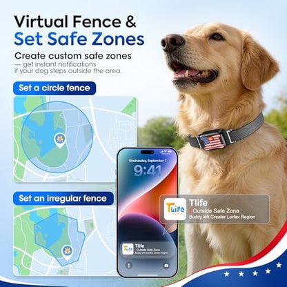 Smart Dog GPS Tracker, Complimentary 12-Month Subscription, Live Pet Tracker with Virtual Fence, Dog Tracker for Dogs with Health & Behavior Monitoring, Escape Alerts, with Virtual Fence, Black
