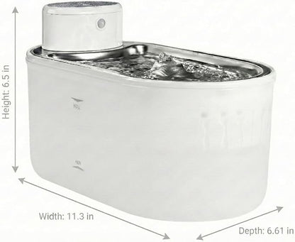 Cat Water Fountain Stainless Steel & Cordless Dog Water Fountain, Automatic Pet Water Dispenser Bowl, Wireless 30-Day Battery, 20dB Ultra-Quiet, for Cats & Small/Medium Dogs, 3L/108oz