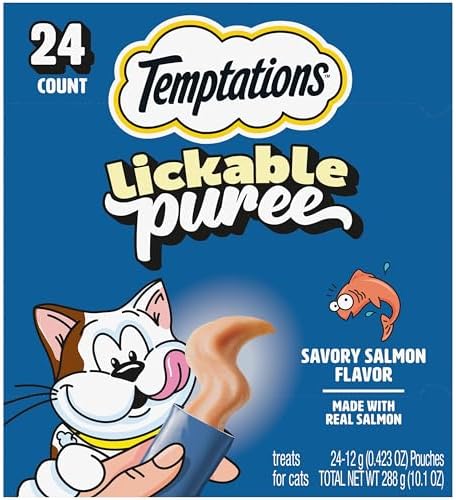 Temptations Creamy Puree Lickable Cat Treats, Salmon, 24 Count