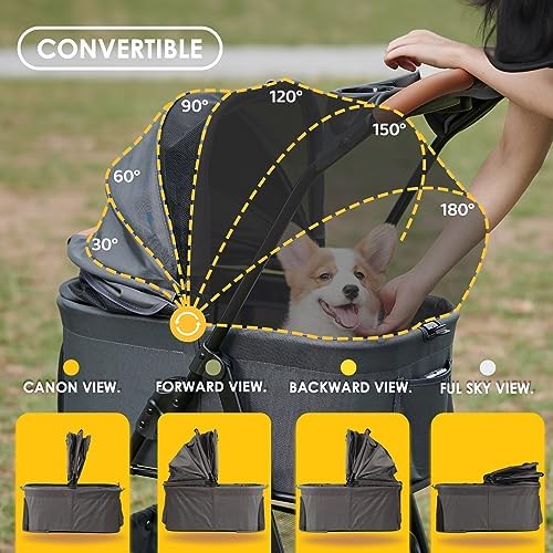 Zoosky 3 in 1 Dog Stroller, Folding Pet Stroller w/Removable Carrier