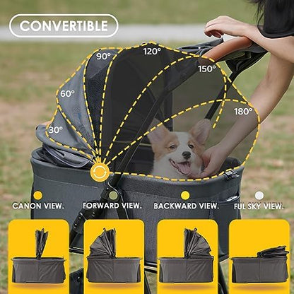 Zoosky 3 in 1 Dog Stroller, Folding Pet Stroller w/Removable Carrier