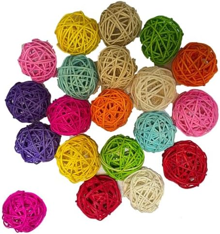 Large Bird Toys, Parrot Chew Toys Bird Toys, 1.97 inch 20 Pcs Rattan Wicker Balls Parakeet Chewing Toys, for Budgies Conures Hamsters Bunny Toy, Decoration for DIY Craft Party Wedding