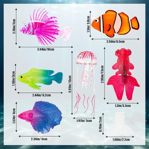 Weewooday 7 Pcs Artificial Fish Glowing Effect,Elegant Color