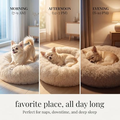 nononfish Puppy Bed for Small Dogs,Calming Donut Round Pet Bed