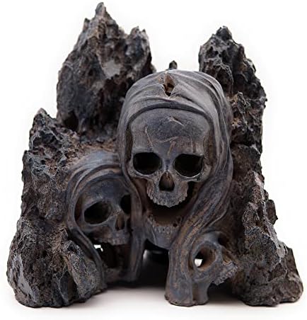 Allcolor Aquarium Skull Rock Decor, Skull Canyon for 10+ Gallon Tanks