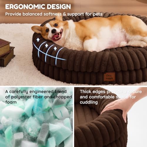 ChiXnuggle Orthopedic Dog Bed, Washable Cover, Faux Fur Bolster Pet Couch