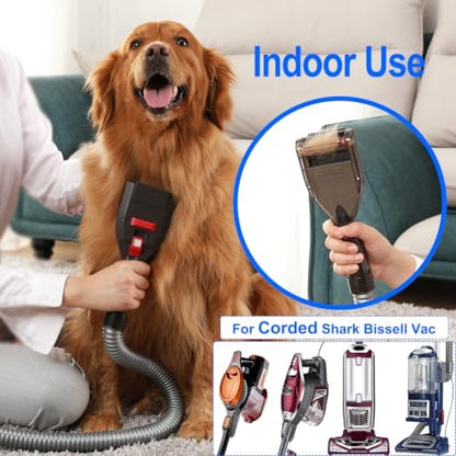 Dog Brush Compatible with Shark Bissell Corded Vacuums, Navigator NV360 Rotator NV501 Rocket HV301 Stratos Series, Pet Hair Shedding Grooming Tool with Long Extension Hose and Adapters