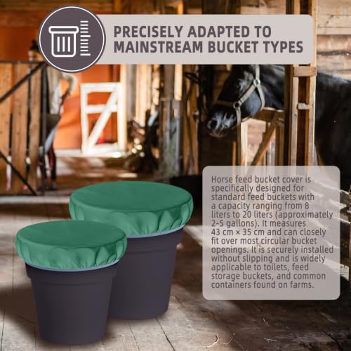 2-5 Gallon Horse Bucket Cover, Waterproof Horse Feed Bucket Cover, Lightweight and Easy to Use (Excluding Bucket, Green)