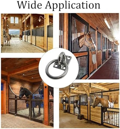 2Pcs M8*60 Stainless Steel Cross Tie Ring for Horse, Wall Mount Block Tie Rings for Horse Stall Stable Barn Supplies Equestrian Hitching Ring Hardware