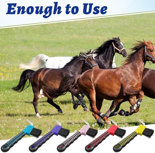 Zhehao 30 Pieces Horse Hoof Pick Brush with Soft Rubber Handle Portable Hoof Pick with Brush, Random Colors