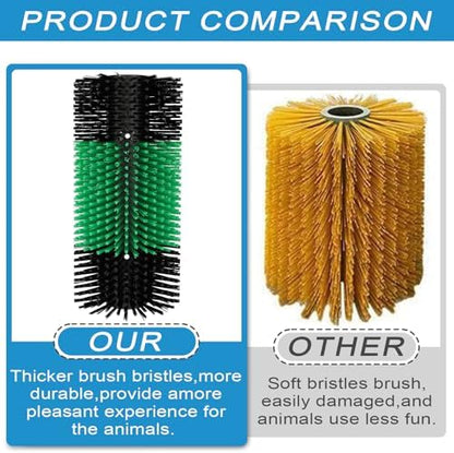 Livestock Scratching Brush with 4 Screws – Cattle and Horse Grooming Brushes, Itch Relief for Horse, Goat, Cattle，Cow,Sheep， and Pig，Animal Back Scratching – Black & Green