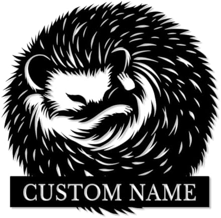 Custom Hedgehog Metal Sign, Personalized Name Wall Art, Unique Home Decor Gift, Garden Memorial Marker, Housewarming Present for Hedgehog Lovers (Style-3)