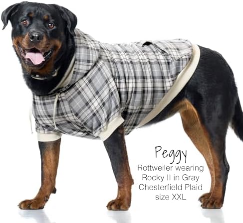 Pet Passion Rocky II Dog Hoodie, Gray Chesterfield Plaid, X-Small