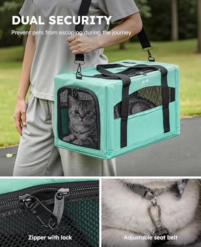 Pecute Cat Carrier Stable, Pet Carrier with Privacy Partition,Light Green