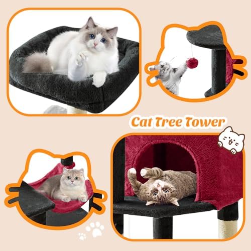 Sweetcrispy 44 Inch Cat Tree Tower for Indoor Cats and Kittens