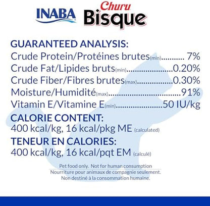 INABA Churu Bisque for Cats,Creamy Lickable Purée Side Dish with Vitamin E,1.4 Ounces per Pouch,Tuna Recipe,(Pack of 24)