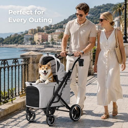 X6 Pet Stroller for Medium Large Pets Up to 70Lbs, Gray